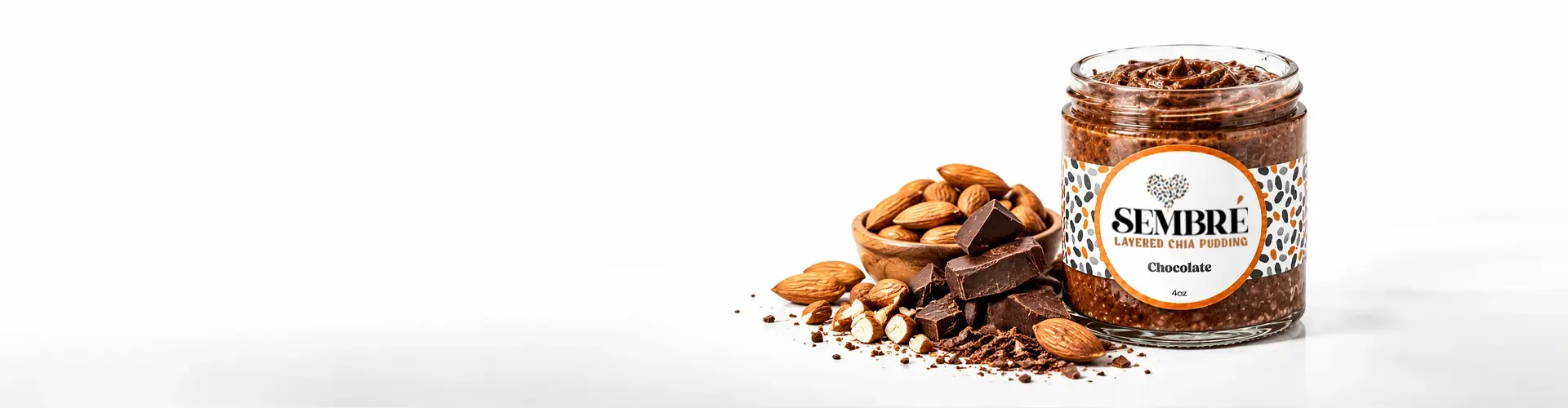 Sembré Chocolate layered chia pudding with cocoa and almonds