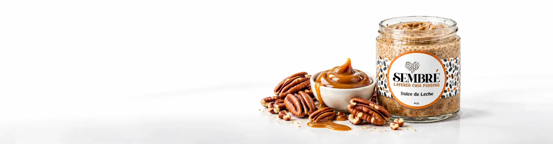 Sembré Dulce de Leche layered chia pudding with caramel and pecans