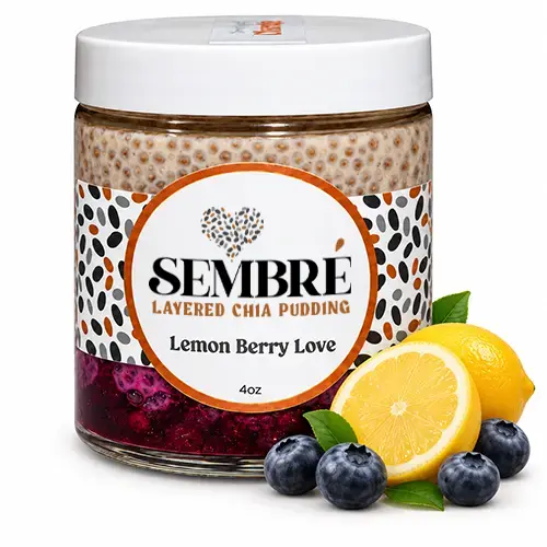 Sembré Lemon Berry Love layered chia pudding