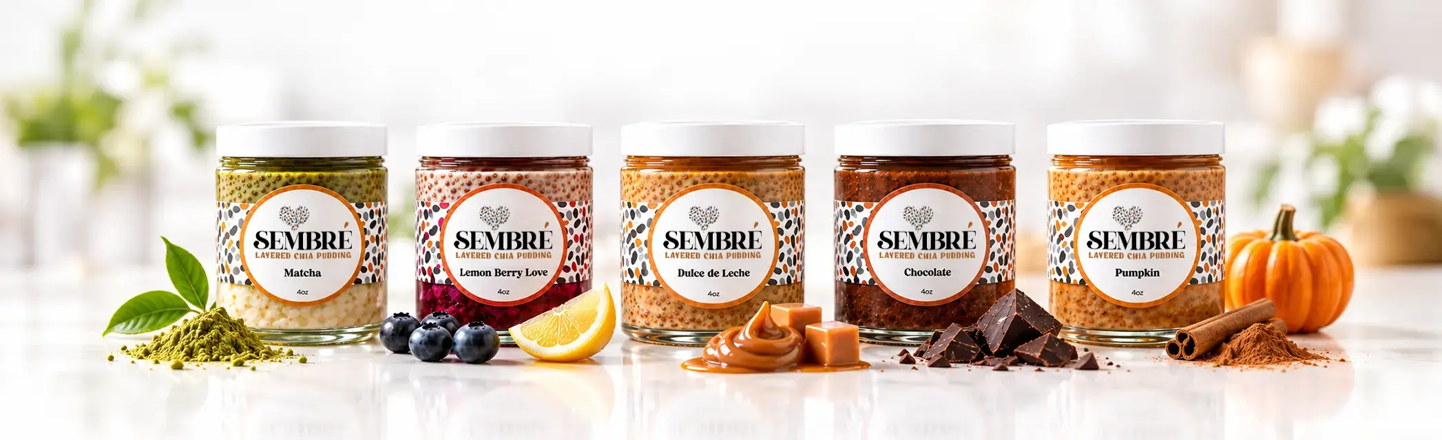 Sembré layered chia pudding product lineup